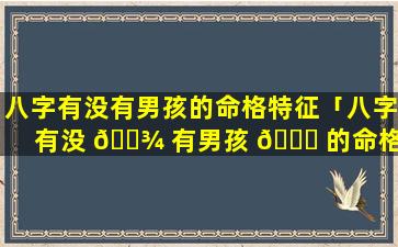 八字有没有男孩的命格特征「八字有没 🌾 有男孩 🍀 的命格特征呢」